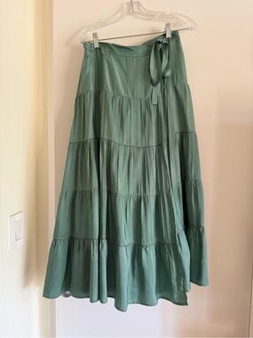 Turquoise Tiered Wrap Maxi Skirt